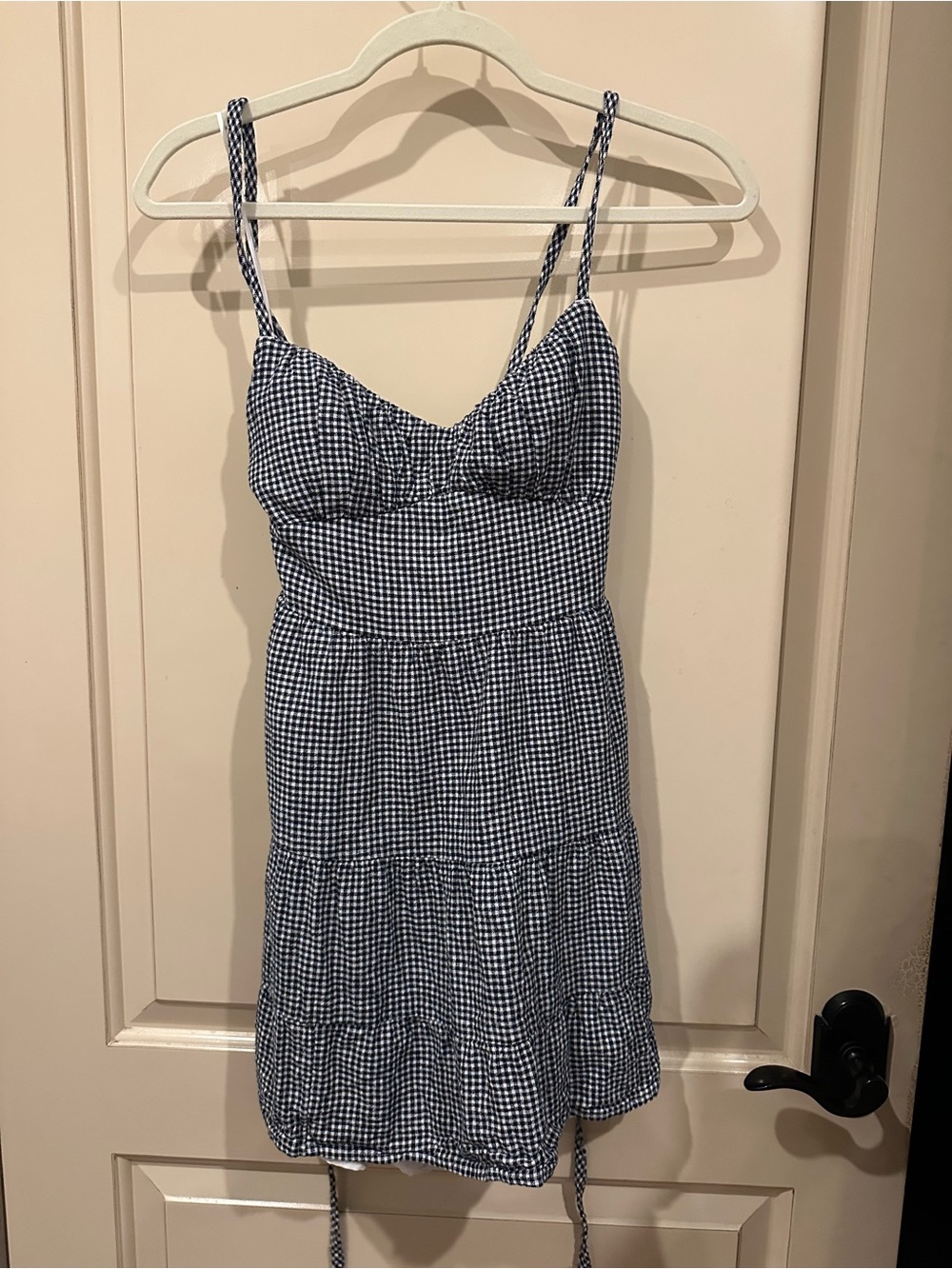 Hollister Gingham Sundress with Tie Back Spaghetti Straps